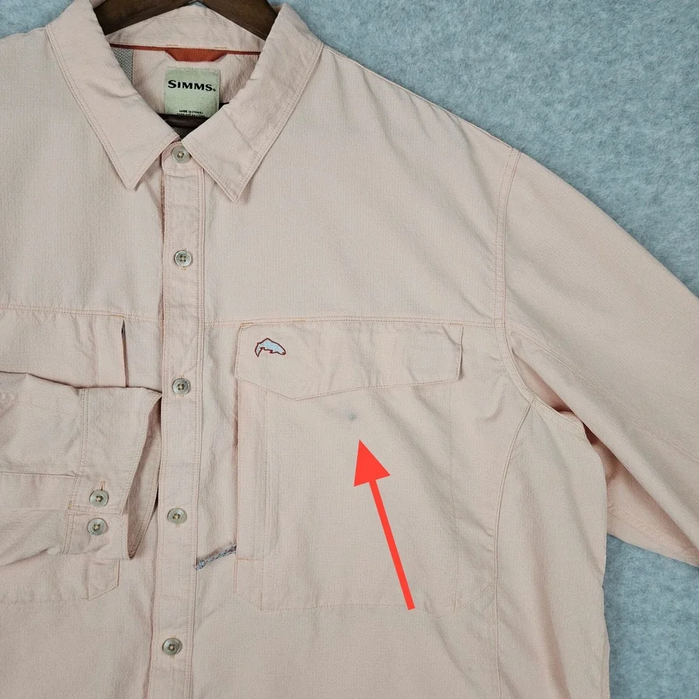 Simms (Men's 3XL) Pink Shirt Fishing Outdoor Guide Performance Vented Breathable